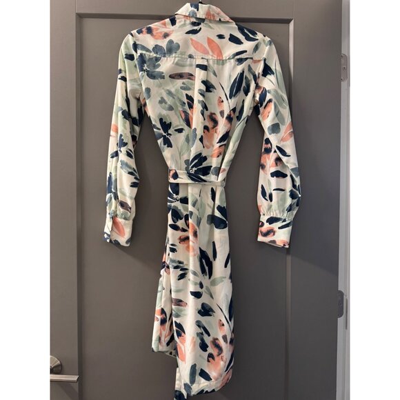 Floral Button-Down Belted Shirt Dress - XS - A New Day - Lightweight Fabric - Picture 2 of 7